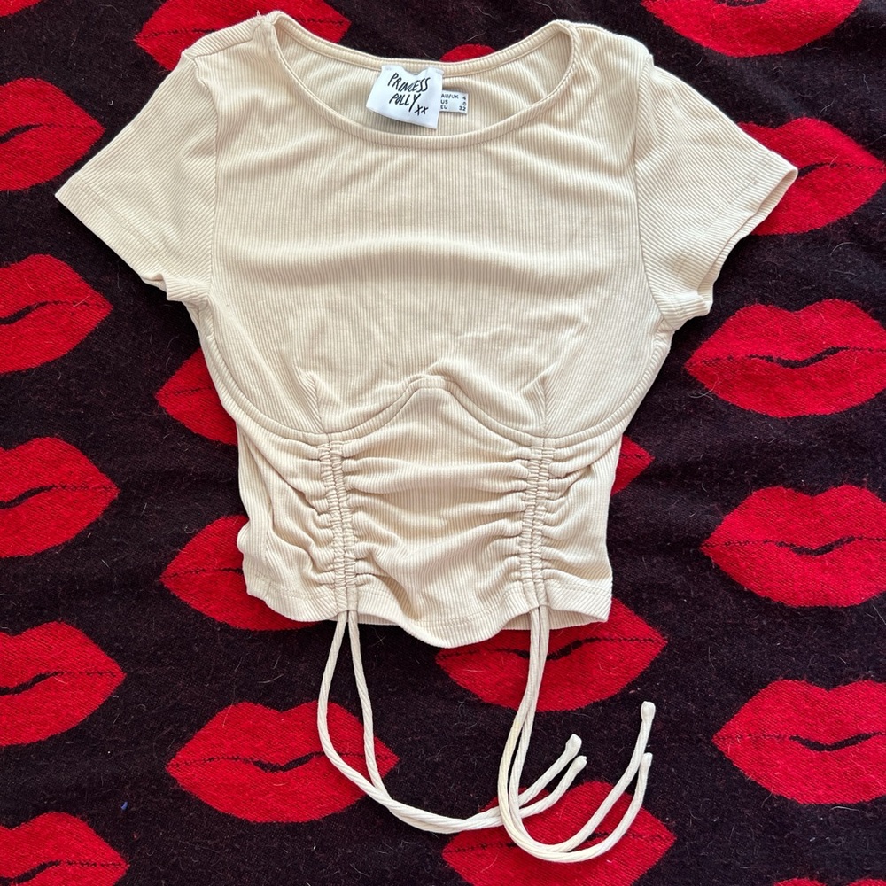 Princess Polly stormi beige corset crop top 0